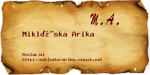 Miklóska Arika névjegykártya